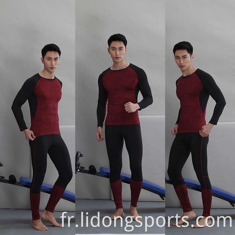 Uniformes OEM Lidong en gros de haute qualité Polyester pour hommes Sport Yoga Long Mancheur Fitness Wear